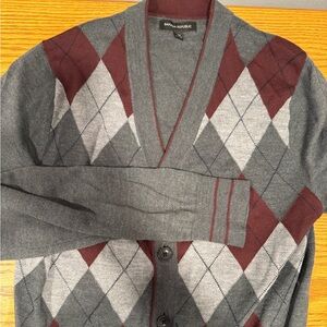 Banana Republic Gray and maroon Argyle Cardigan